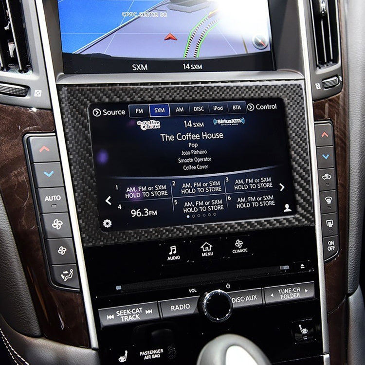 Adesivo decorativo per telaio di navigazione in fibra di carbonio per auto per Infiniti Q50 / Q60, Navigation Frame