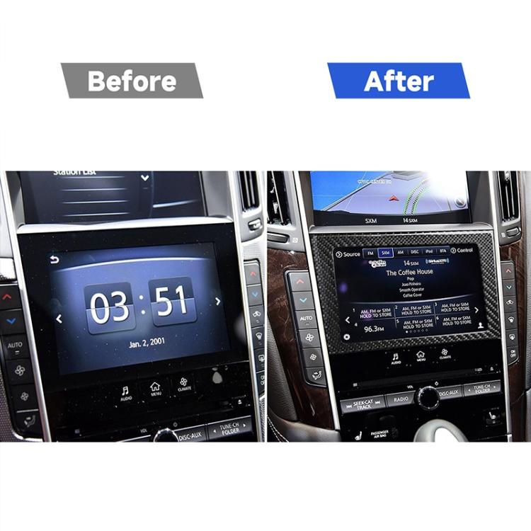 Adesivo decorativo per telaio di navigazione in fibra di carbonio per auto per Infiniti Q50 / Q60, Navigation Frame