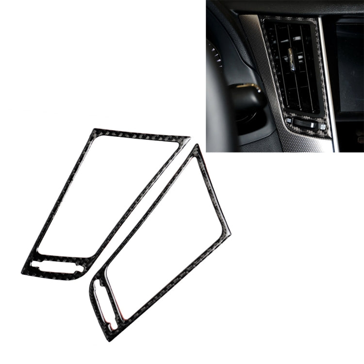 Adesivo decorativo per telaio di uscita dell'aria centrale in fibra di carbonio per auto da 2 pezzi per Infiniti Q50 / Q60, Central Air Outlet Frame