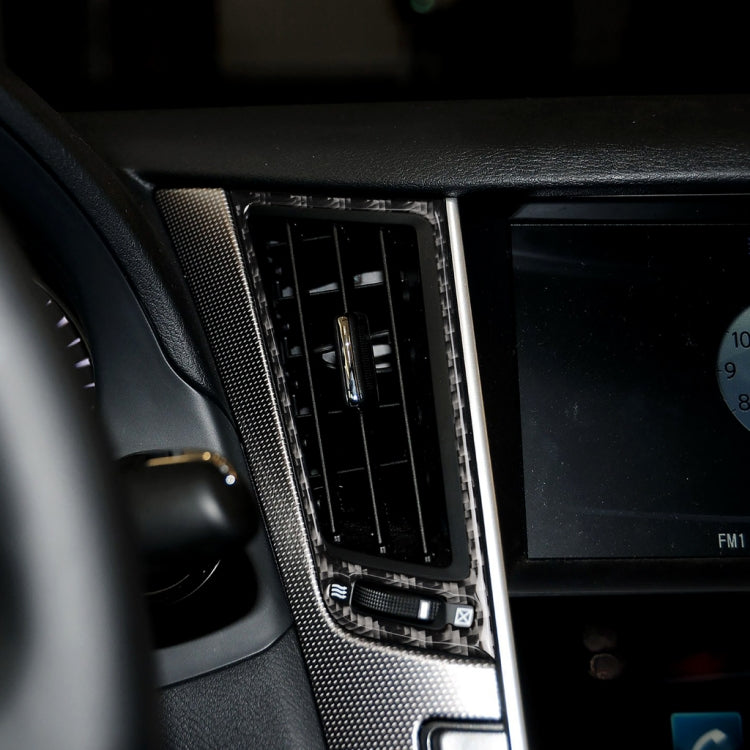 Adesivo decorativo per telaio di uscita dell'aria centrale in fibra di carbonio per auto da 2 pezzi per Infiniti Q50 / Q60, Central Air Outlet Frame