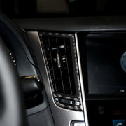 Adesivo decorativo per telaio di uscita dell'aria centrale in fibra di carbonio per auto da 2 pezzi per Infiniti Q50 / Q60, Central Air Outlet Frame