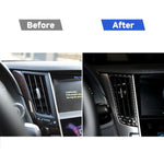Adesivo decorativo per telaio di uscita dell'aria centrale in fibra di carbonio per auto da 2 pezzi per Infiniti Q50 / Q60, Central Air Outlet Frame