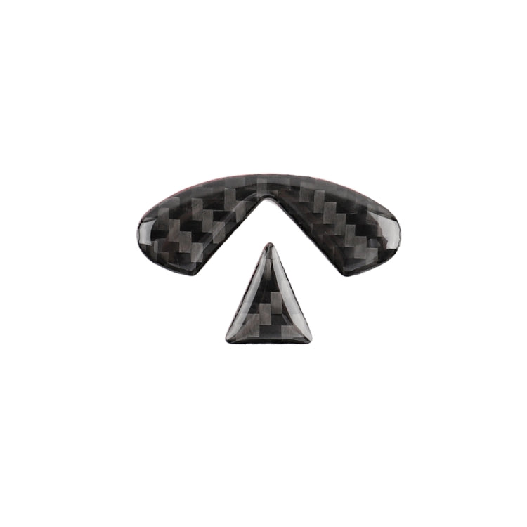 Adesivo decorativo con logo per volante in fibra di carbonio per auto da 2 pezzi per Infiniti Q50 / Q60, Steering Wheel Logo