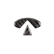 Adesivo decorativo con logo per volante in fibra di carbonio per auto da 2 pezzi per Infiniti Q50 / Q60, Steering Wheel Logo
