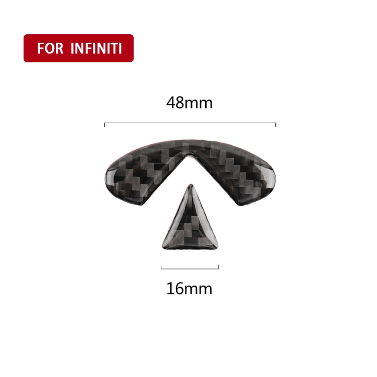Adesivo decorativo con logo per volante in fibra di carbonio per auto da 2 pezzi per Infiniti Q50 / Q60, Steering Wheel Logo
