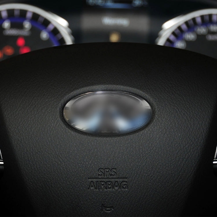 Adesivo decorativo con logo per volante in fibra di carbonio per auto da 2 pezzi per Infiniti Q50 / Q60, Steering Wheel Logo