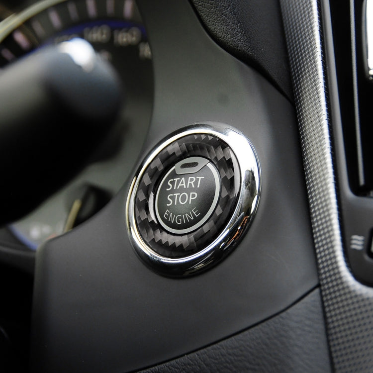 Adesivo decorativo per avvio con un solo pulsante in fibra di carbonio per auto per Infiniti Q50 / Q60, One-button Start