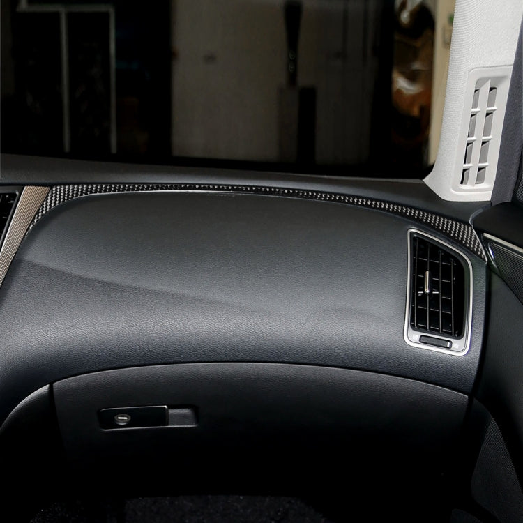 Adesivo decorativo per cruscotto lato destro in fibra di carbonio per auto per Infiniti Q50 / Q60, guida a sinistra, Right Side of the Dashboard