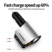 Adattatore per caricabatterie tre USB multifunzionale per auto Caricabatterie rapido 3 in 1, HY101
