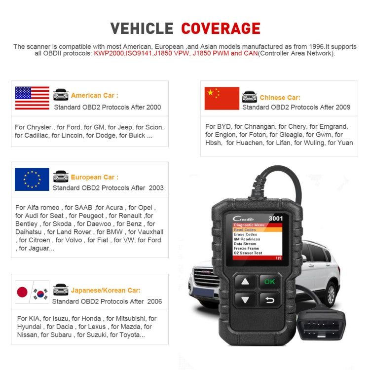 Avvia Creader CR3001 Strumento diagnostico OBD2 auto