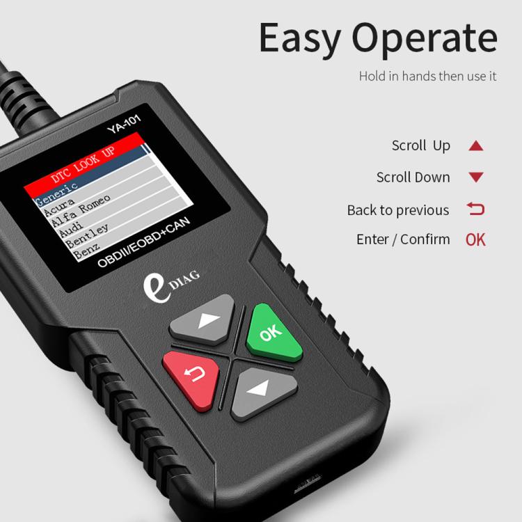 Strumento diagnostico per rilevatore di guasti OBD2 per mini lettore di codici per auto YA101, YA101