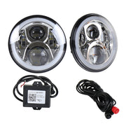2 pezzi 7 pollici DC12V 6000K-6500K 50W faro LED per auto Cree perline lampada per Jeep Wrangler / Harley, supporto APP + controllo Bluetooth, DC12V 6000K-6500K 50W