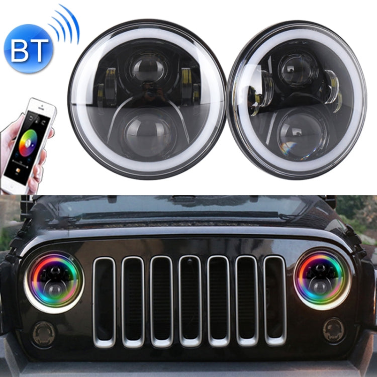 2 pezzi 7 pollici DC12V 6000K-6500K 50W faro LED per auto Cree perline lampada per Jeep Wrangler / Harley, supporto APP + controllo Bluetooth, DC12V 6000K-6500K