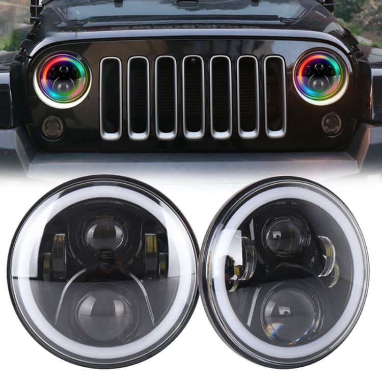 2 pezzi 7 pollici DC12V 6000K-6500K 50W faro LED per auto Cree perline lampada per Jeep Wrangler / Harley, supporto APP + controllo Bluetooth, DC12V 6000K-6500K
