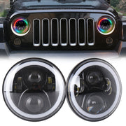 2 pezzi 7 pollici DC12V 6000K-6500K 50W faro LED per auto Cree perline lampada per Jeep Wrangler / Harley, supporto APP + controllo Bluetooth, DC12V 6000K-6500K