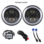 2 pezzi 7 pollici DC12V 6000K-6500K 50W faro LED per auto Cree perline lampada per Jeep Wrangler / Harley, supporto APP + controllo Bluetooth, DC12V 6000K-6500K