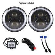 2 pezzi 7 pollici DC12V 6000K-6500K 50W faro LED per auto Cree perline lampada per Jeep Wrangler / Harley, supporto APP + controllo Bluetooth, DC12V 6000K-6500K