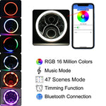 2 pezzi 7 pollici DC12V 6000K-6500K 50W faro LED per auto Cree perline lampada per Jeep Wrangler / Harley, supporto APP + controllo Bluetooth, DC12V 6000K-6500K