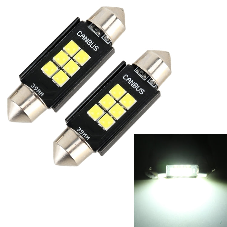 2 PZ 39mm DC12V / 2.5W / 6000K / 170LM 6LED SMD-3030 Lampada da lettura per auto Luce di cortesia, 39mm