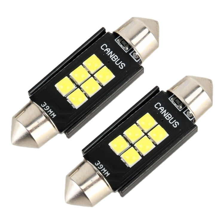 2 PZ 39mm DC12V / 2.5W / 6000K / 170LM 6LED SMD-3030 Lampada da lettura per auto Luce di cortesia, 39mm