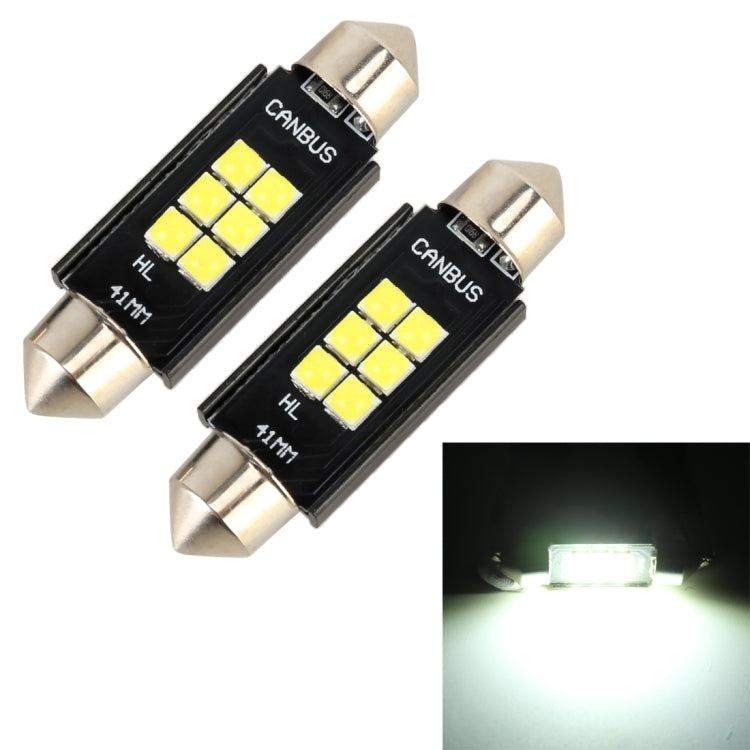 2 PZ 41mm DC12V / 2.5W / 6000K / 170LM 6LED SMD-3030 Lampada da lettura per auto Dome Light, 41mm
