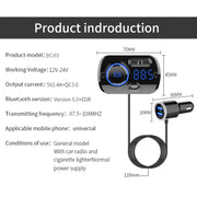 BC49BQ Ricevitore radio digitale per auto Lettore MP3 Bluetooth Trasmettitore FM Assistente vocale Caricatore rapido QC3.0, BC49BQ