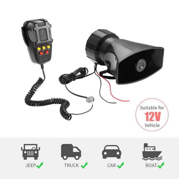 HW-1006B 12V 100W 125dB Allarme elettrico per auto a 5 toni Sirena con altoparlante 5 toni sonori Super forte con microfono, HW-1006B