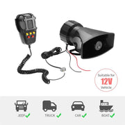 HW-1006B 12V 100W 125dB Allarme elettrico per auto a 5 toni Sirena con altoparlante 5 toni sonori Super forte con microfono, HW-1006B
