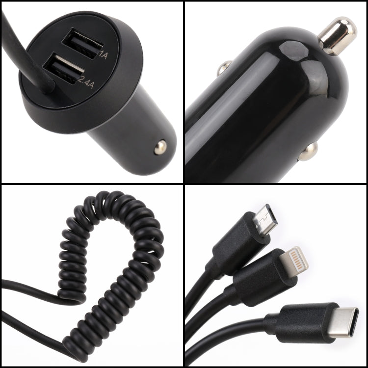 Adattatore per presa di corrente per caricabatterie USB a doppia porta per caricabatterie rapido universale 3 in 1, lunghezza cavo: 55 cm, X3
