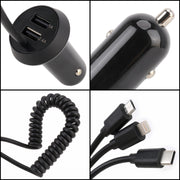 Adattatore per presa di corrente per caricabatterie USB a doppia porta per caricabatterie rapido universale 3 in 1, lunghezza cavo: 55 cm, X3