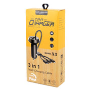 Adattatore per presa di corrente per caricabatterie USB a doppia porta per caricabatterie rapido universale 3 in 1, lunghezza cavo: 55 cm, X3