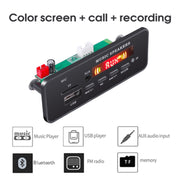 Scheda di decodifica lettore audio MP3 per auto 12V 2x3W Radio FM TF USB 3.5mm AUX, con Bluetooth e funzione di chiamata di registrazione e telecomando, 12V