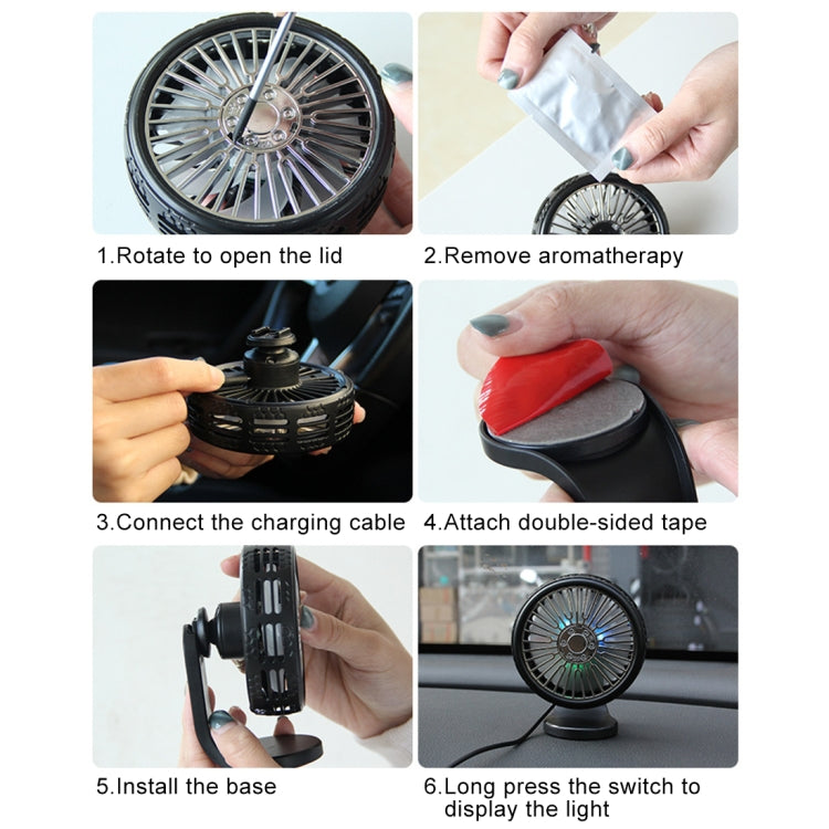 Ventola di raffreddamento elettrica con ventosa per presa d'aria portatile F203B per auto con aromaterapia, F203B