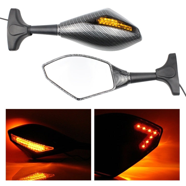 Set specchietti retrovisori modificati per moto con luce per Kawasaki, MB-MR021-BK, Carbon Fiber Black