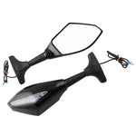 Set specchietti retrovisori modificati per moto con luce per Kawasaki, MB-MR021-BK, Carbon Fiber Black