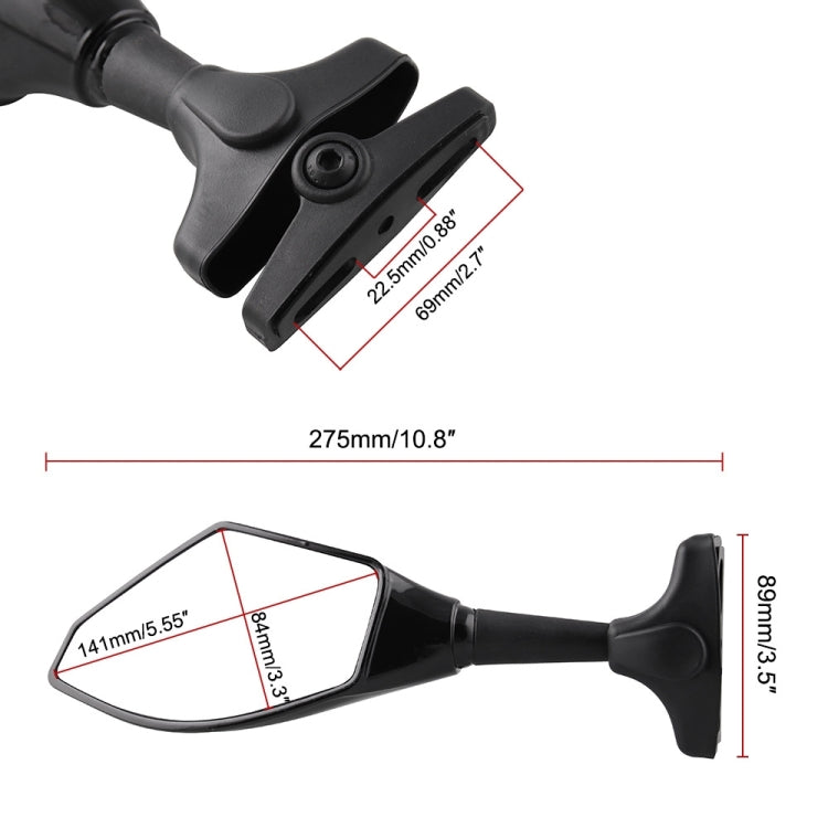 Set specchietti retrovisori modificati per moto con luce per Kawasaki, MB-MR021-BK, Carbon Fiber Black