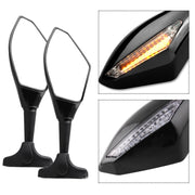 Set specchietti retrovisori modificati per moto con luce per Kawasaki, MB-MR021-BK, Carbon Fiber Black