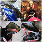 Set specchietti retrovisori modificati per moto con luce per Kawasaki, MB-MR021-BK, Carbon Fiber Black