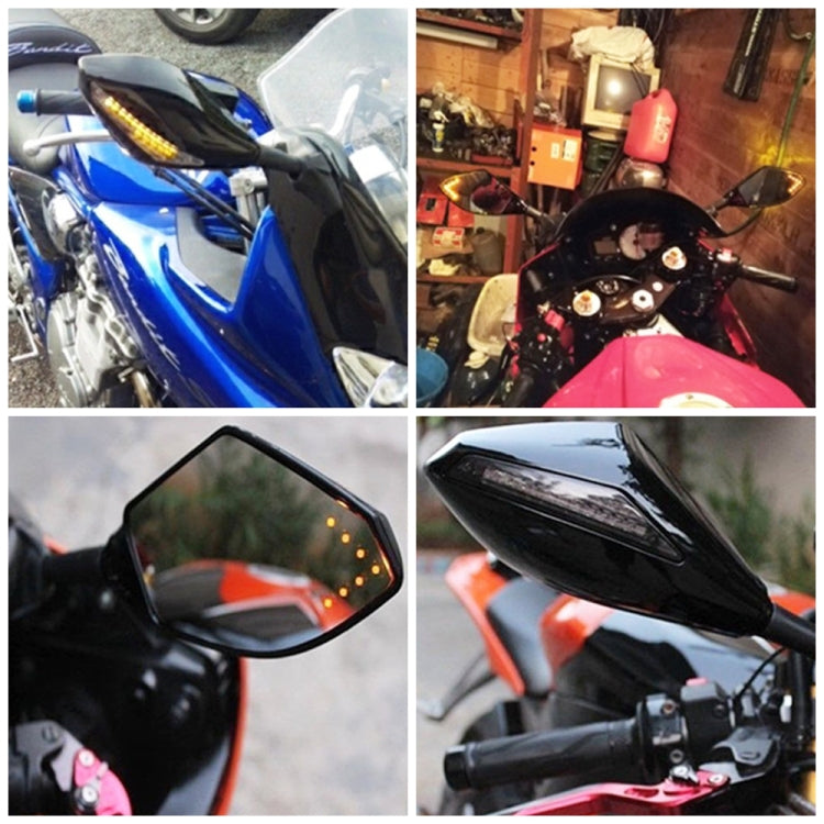 Set specchietti retrovisori modificati per moto con luce per Kawasaki, MB-MR021-BK, Carbon Fiber Black