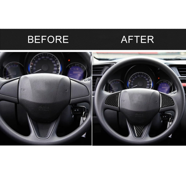 Adesivo decorativo per pulsanti del volante in fibra di carbonio 3 in 1 per Honda Fit, guida a destra e a sinistra universale, For Honda Fit