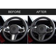 Adesivo decorativo per pulsanti del volante in tinta unita in fibra di carbonio 3 in 1 per BMW Serie 5 G30 X3 G01, guida a destra e a sinistra universale, For BMW 5 Series G30 X3 G01