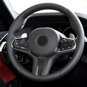 Adesivo decorativo per pulsanti del volante in tinta unita in fibra di carbonio 3 in 1 per BMW Serie 5 G30 X3 G01, guida a destra e a sinistra universale, For BMW 5 Series G30 X3 G01
