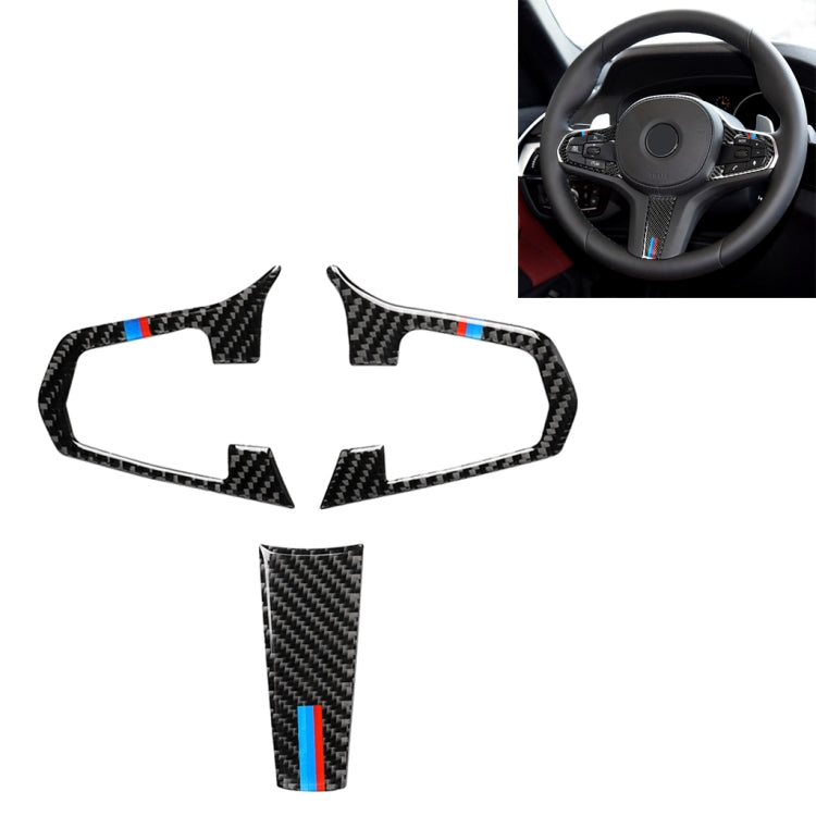 Adesivo decorativo con pulsante tricolore sul volante in fibra di carbonio 3 in 1 per BMW Serie 5 G30 X3 G01, guida a destra e a sinistra universale, For BMW 5 Series G30 X3 G01(Tricolor)