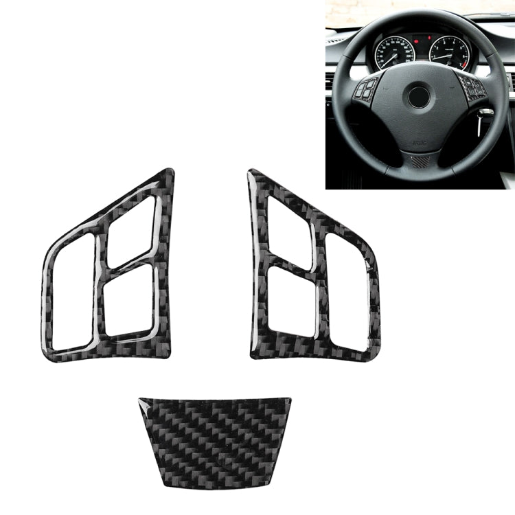 Adesivo decorativo per pulsanti del volante in tinta unita in fibra di carbonio 3 in 1 per BMW Serie 3 E90 2005-2012, guida a destra e a sinistra universale, For BMW 3 Series E90 2005-2012(B)