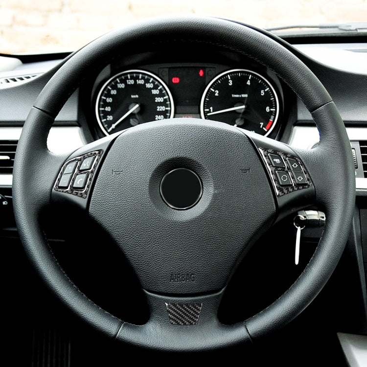 Adesivo decorativo per pulsanti del volante in tinta unita in fibra di carbonio 3 in 1 per BMW Serie 3 E90 2005-2012, guida a destra e a sinistra universale, For BMW 3 Series E90 2005-2012(B)