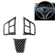 Adesivo decorativo per pulsanti del volante in tinta unita in fibra di carbonio 3 in 1 per BMW Serie 3 E90 2005-2012, guida a destra e a sinistra universale, For BMW 3 Series E90 2005-2012
