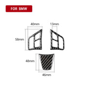 Adesivo decorativo per pulsanti del volante in tinta unita in fibra di carbonio 3 in 1 per BMW Serie 3 E90 2005-2012, guida a destra e a sinistra universale, For BMW 3 Series E90 2005-2012