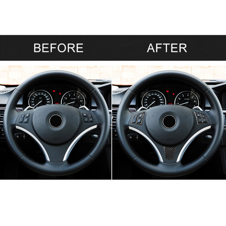 Adesivo decorativo per pulsanti del volante in tinta unita in fibra di carbonio 3 in 1 per BMW Serie 3 E90 2005-2012, guida a destra e a sinistra universale, For BMW 3 Series E90 2005-2012
