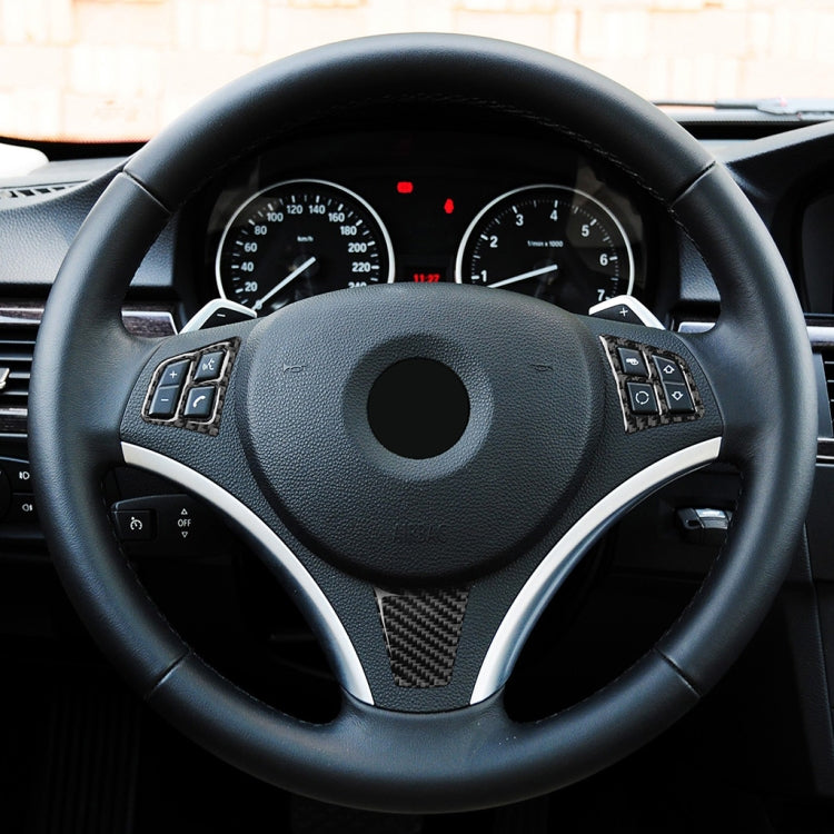 Adesivo decorativo per pulsanti del volante in tinta unita in fibra di carbonio 3 in 1 per BMW Serie 3 E90 2005-2012, guida a destra e a sinistra universale, For BMW 3 Series E90 2005-2012