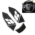 Adesivo decorativo per pulsanti del volante in tinta unita in fibra di carbonio 5 in 1 per BMW Serie 5 E60 2004-2010, guida a destra e a sinistra universale, For BMW 5 Series E60 2004-2010